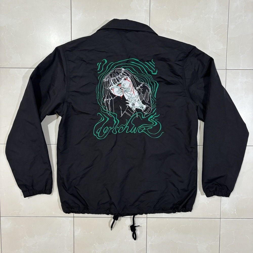 Derschutze Divided Coach Jacket Black Men's M Embroidered Grunge Punk Face